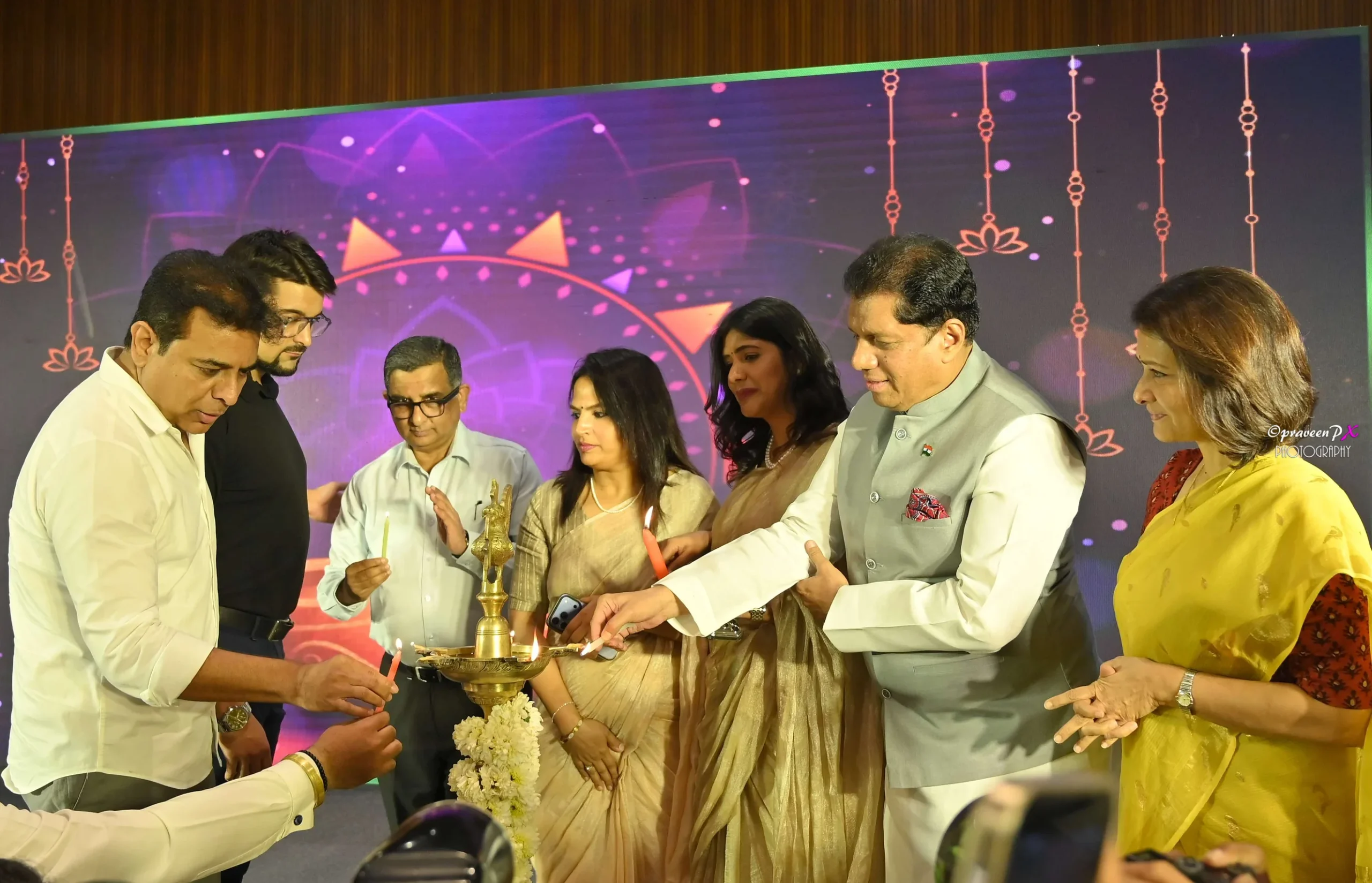 Dignitaries and founders lighting the ceremonial lamp to inaugurate the Touch A Life Foundation Sparsa Annual Event